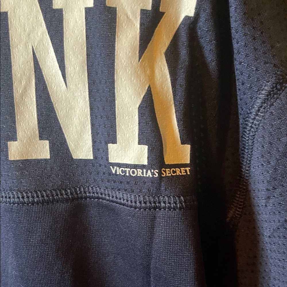PINK Victoria's Secret Navy and Orange Bling Tee - Picture 3 of 5